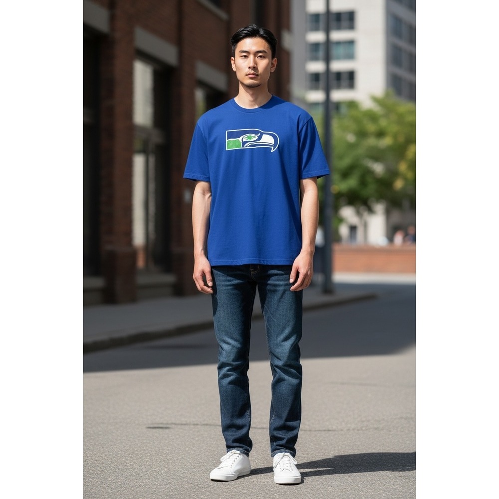FOCO Seattle Seahawks NFL Graphic T-Shirt Mens XL Royal Blue Cotton Tee Logo